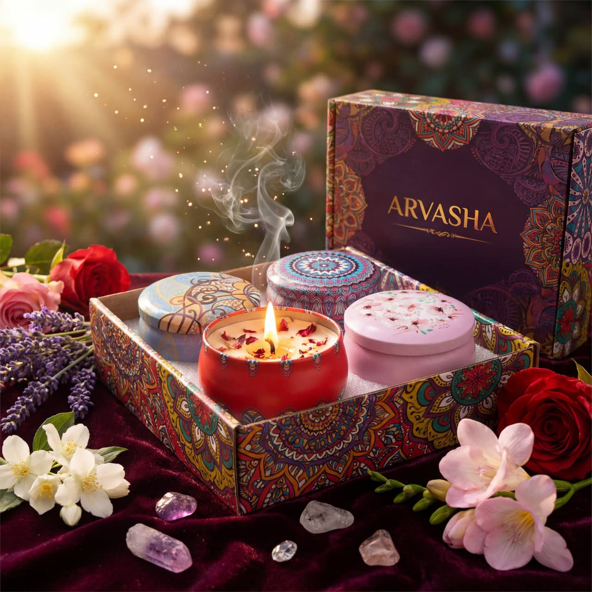 Crystal Bloom Romantik-Kerzenset