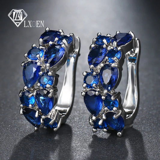 LXOEN 2022 Classic Semi-precious Stone Stud Earrings for Women Silver Color Round Studs Ear Jewelry brinco Gift bijoux ARVASHAA