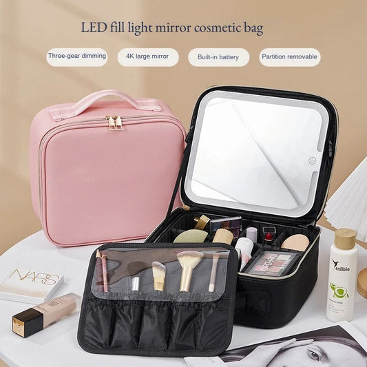 LED Cosmetic Case with Lights and Mirror Cosmetic Bag Large Capacity Premium Feeling Cosmetic Bag Luxury makeup bag ASKVexperts
