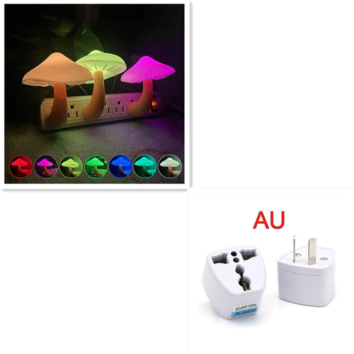 LED Night Light Mushroom Wall Socket Lamp EU US Plug Warm White Light-control Sensor Bedroom Light Home Decoration ARVASHAA