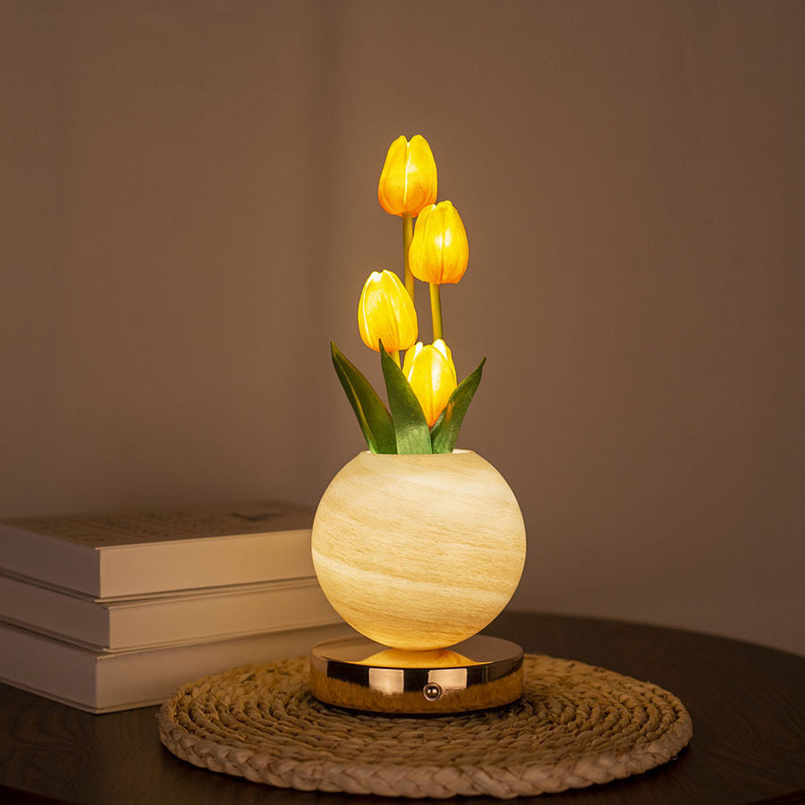 Tulip Artificial Flower Table Lamp with USB Charging