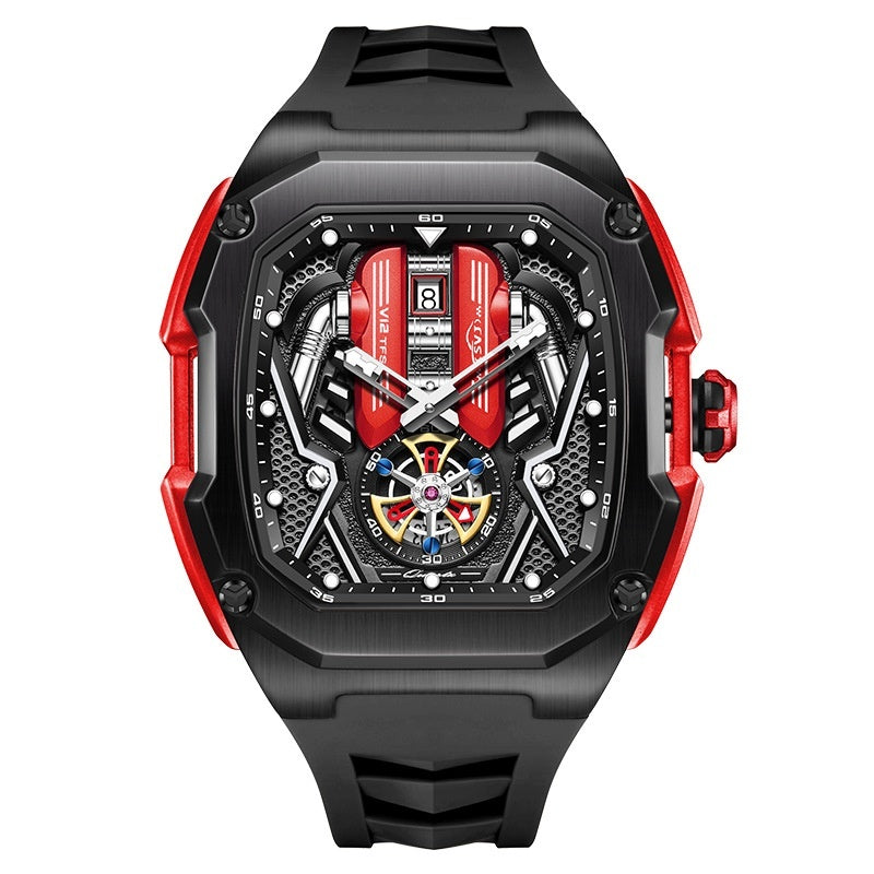 Men's High-grade Tonneau Three-Dimensional Hollow Waterproof Luminous Quartz Watch ARVASHA