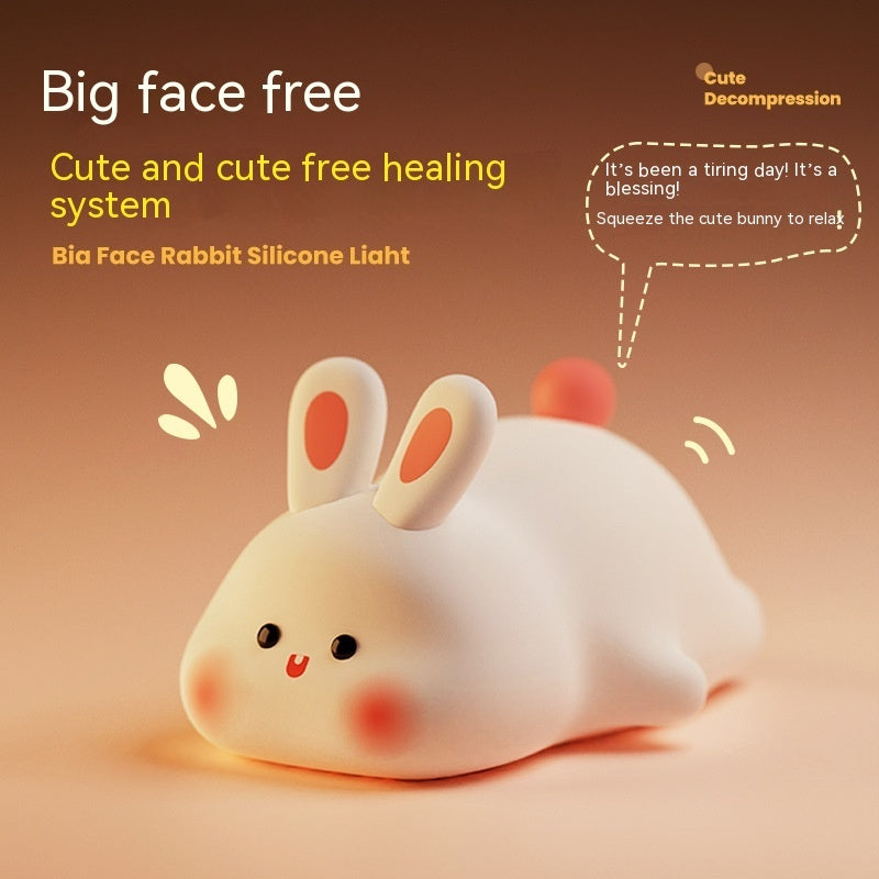 Cute LED Night Light Touch Sensor Cartoon Kid's Nightlights Big Face Rabbit Silicone Night Light Christmas Gift Bedside Lamp Home Decor ARVASHA