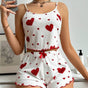 Heart Printing Suspender Shorts Casual Sunken Stripe Outerwear European And American Style Women Pajamas ARVASHA