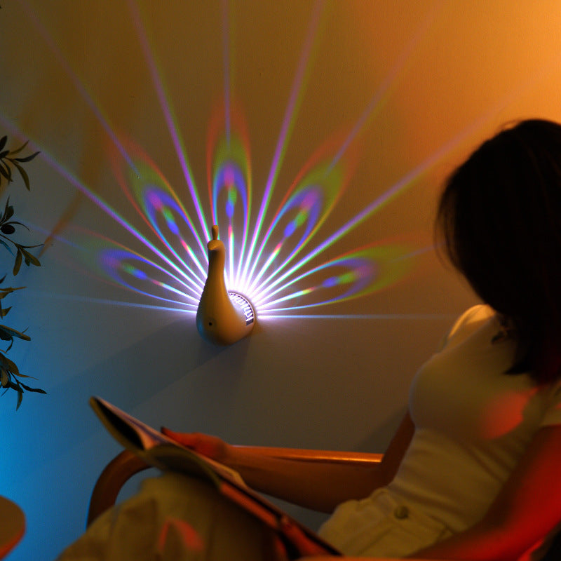 Peacocks Wall Lamp Colorful Ambient Lighting Modern Creative Atmosphere 3D Body Animal Lighting Lustre For Bedroom ASKVexperts
