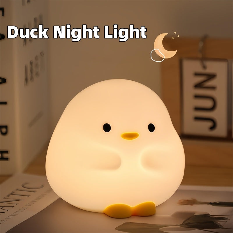 Cute Duck LED Night Lamp Cartoon Silicone USB Rechargeable Sleeping Light Touch Sensor Timing Bedroom Bedside Lamp For Kid Gift Home Decor ARVASHA
