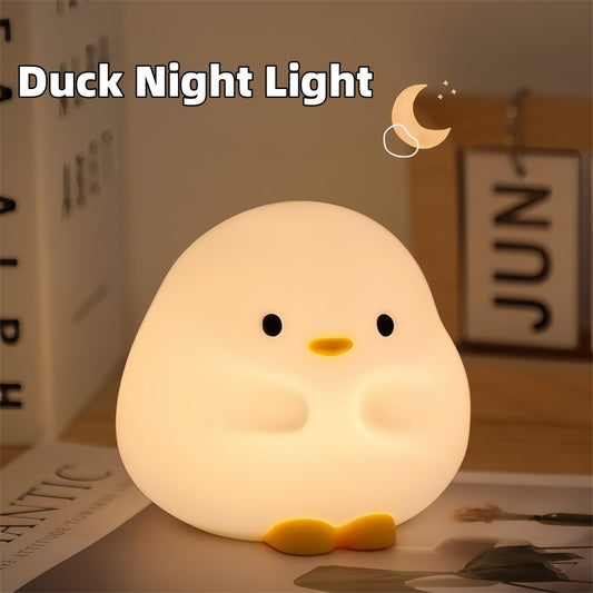 Cute Duck LED Night Lamp Cartoon Silicone USB Rechargeable Sleeping Light Touch Sensor Timing Bedroom Bedside Lamp For Kid Gift Home Decor ARVASHA