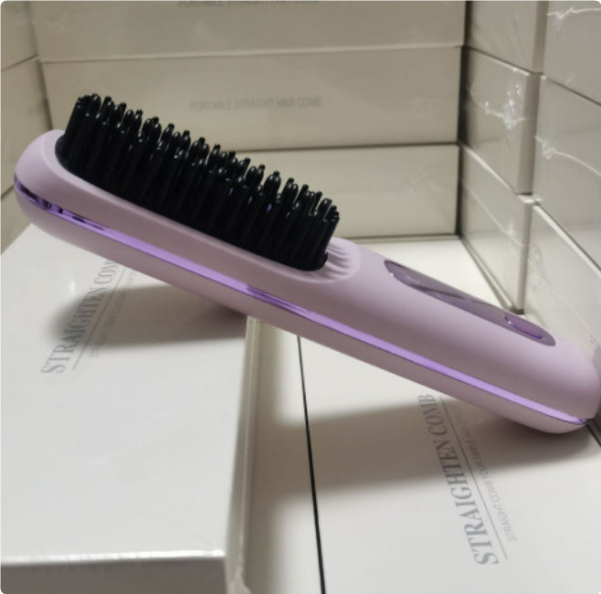 2 In 1 Straight Hair Comb Wireless Hair Straightener Brush Hair Fast Heating Portable Hot Curler USB Charging ARVASHA