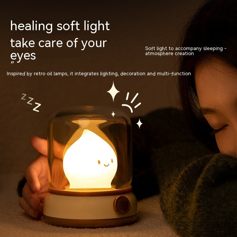 Retro Small Night Lamp Bedroom Mini Desktop LED Cute Night Lamp Creative USB Rechargeable Portable Cartoon Table Lamp For Coffee Bar Hotel Bedroom Home Decor ARVASHA
