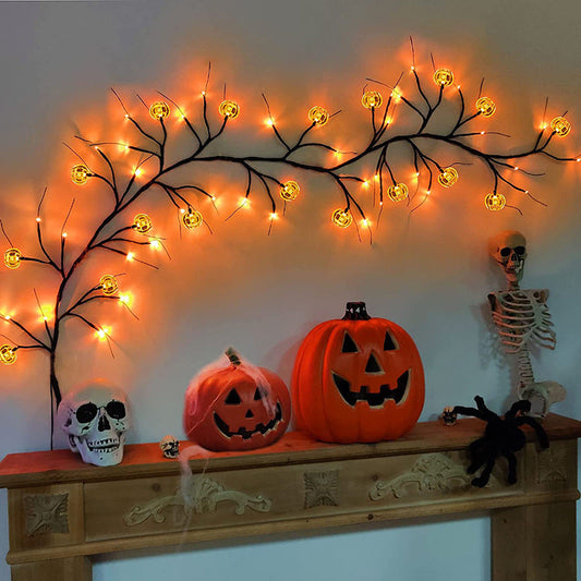 Halloween LED Willow Vine String Light Cool Cartoon Bat Pumpkin Decoration For Indoor Outdoor Party House Decor ARVASHAA