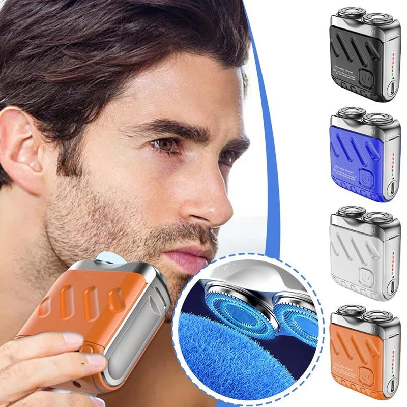 Portable Rotary Dual Ring Electric Shaver Men Travel Mini Shaver Double Floating Magnetic Blade Head Rechargeable Pocket Razors ARVASHA