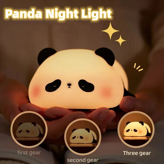 Panda Night Lights For Kids Cute Animal Silicone Timing Rechargeable Lamp Cartoon Panda Bedroom Decoration Kids Boys Girls Gift ARVASHA