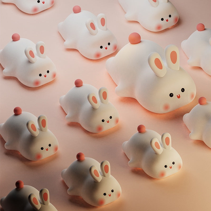 Cute LED Night Light Touch Sensor Cartoon Kid's Nightlights Big Face Rabbit Silicone Night Light Christmas Gift Bedside Lamp Home Decor ARVASHA