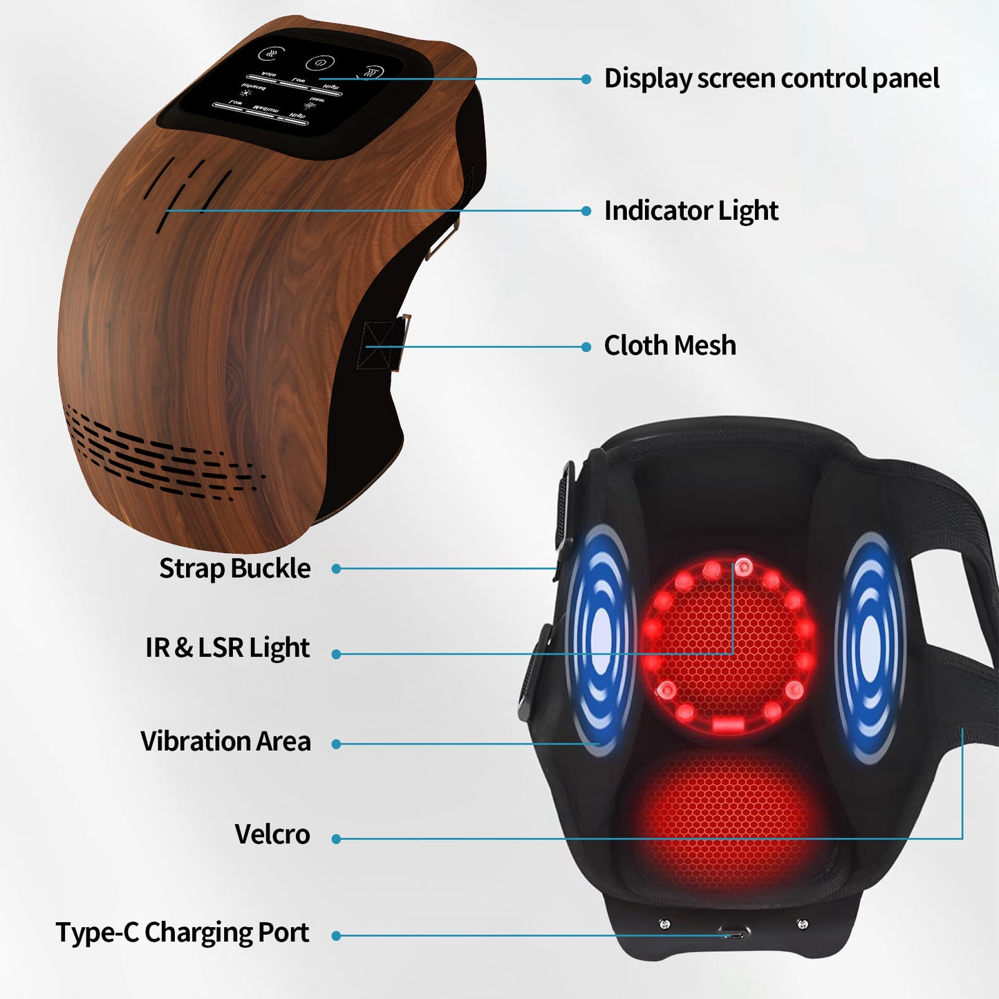 Intelligent Home Use Electric Intelligent Kneading Heating Knee Massager Rechargeable Pain Relief Infrared Laser Vibration Knee Massager