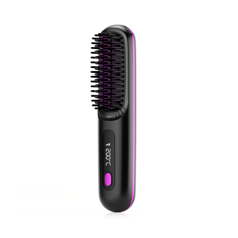 2 In 1 Straight Hair Comb Wireless Hair Straightener Brush Hair Fast Heating Portable Hot Curler USB Charging ARVASHA