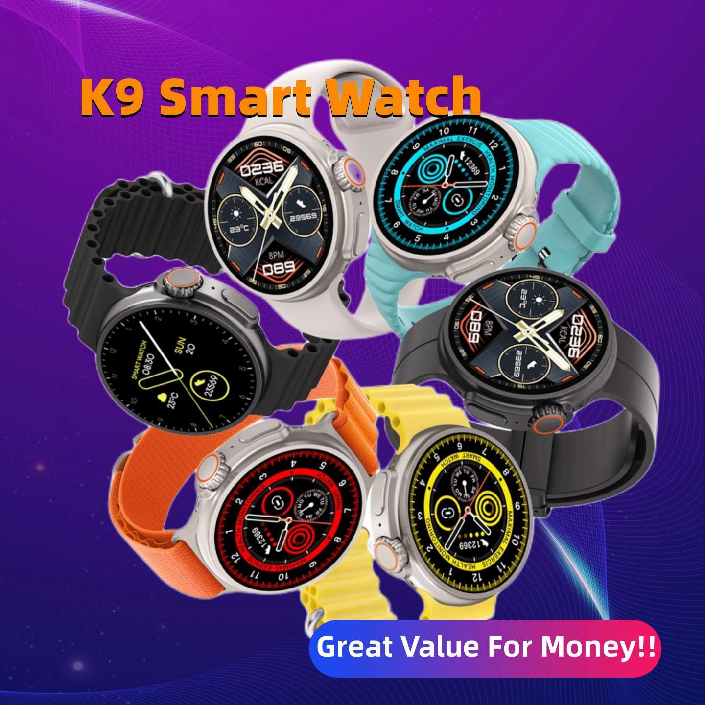 New K9 Smart Watch 1.39 Round Screen Encoder True Screw Clip Wireless Charging NFC Offline And Payment Function ARVASHA