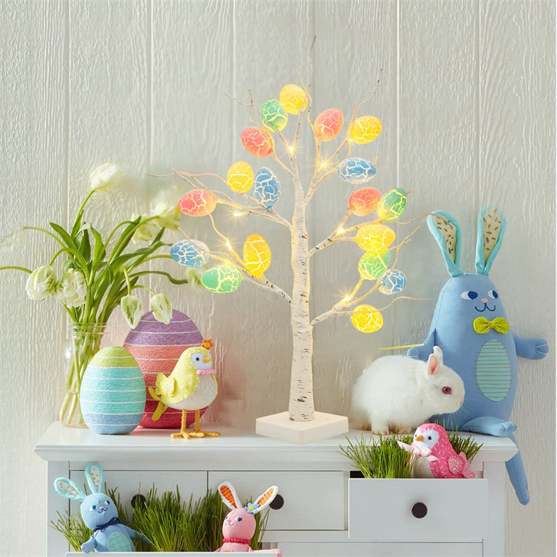 Easter Decoration 60cm Birch Tree Home Easter Egg LED Light Gift Spring Party Tabletop Ornaments Light Easter Party Kids Gifts ARVASHAA