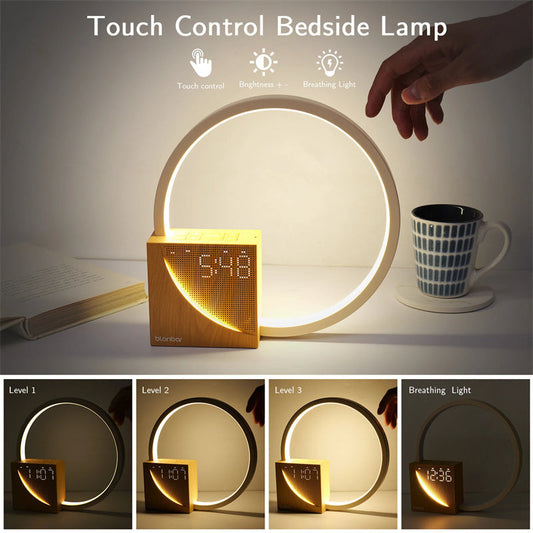 Bedside Lamp Touch Table Lamp With Natural Sounds, Desk Lamp With Alarm Clock, Touch Control 3 Levels Brightness Home Decor ARVASHAA