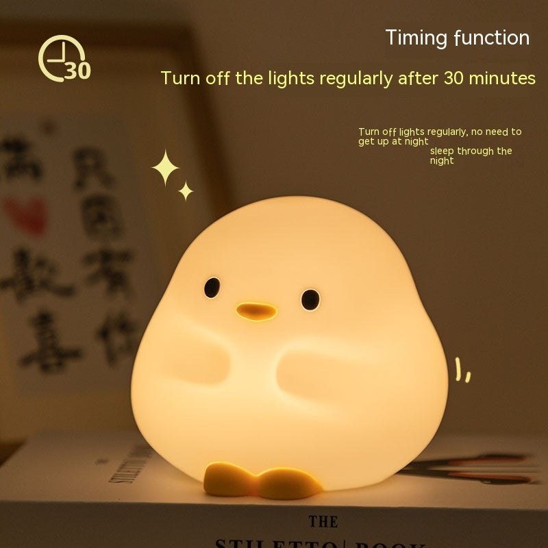 Cute Duck LED Night Lamp Cartoon Silicone USB Rechargeable Sleeping Light Touch Sensor Timing Bedroom Bedside Lamp For Kid Gift Home Decor ARVASHA