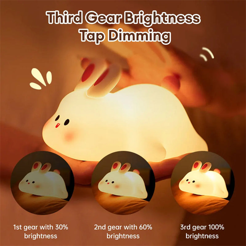 Cute LED Night Light Touch Sensor Cartoon Kid's Nightlights Big Face Rabbit Silicone Night Light Christmas Gift Bedside Lamp Home Decor ARVASHA