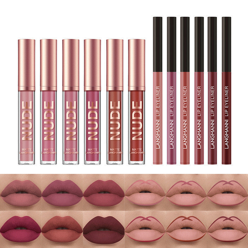 Lip Liner And Lipstick Makeup 12 Pcs Set 6 Matte Lipstick 6 Lip Liner Pens Waterproof Long Lasting Matte Lipstick Beauty Cosmetics Makeup Gift For Girls Lipstick Set ARVASHA