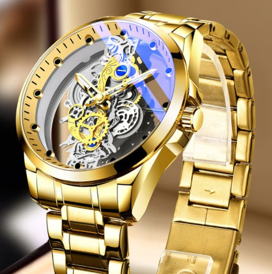 Men Watch Skeleton Automatic Quartz Watch Gold Skeleton Vintage Man Watch Mens Watches Top Brand Luxury ARVASHAA