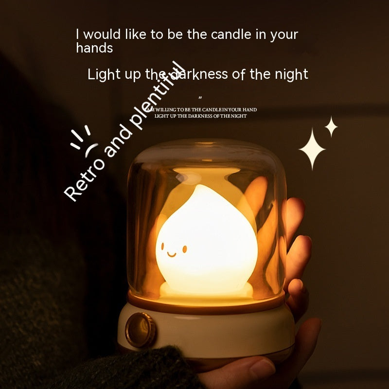 Retro Small Night Lamp Bedroom Mini Desktop LED Cute Night Lamp Creative USB Rechargeable Portable Cartoon Table Lamp For Coffee Bar Hotel Bedroom Home Decor ARVASHA