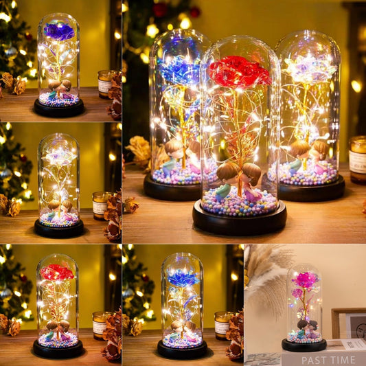 Eternal Rose LED Light Foil Flower In Glass Cover Night Lights Valentines Day Gifts Lamp Decor For For Home Bedroom Wedding Gift Valentine's Day Gifts ARVASHA