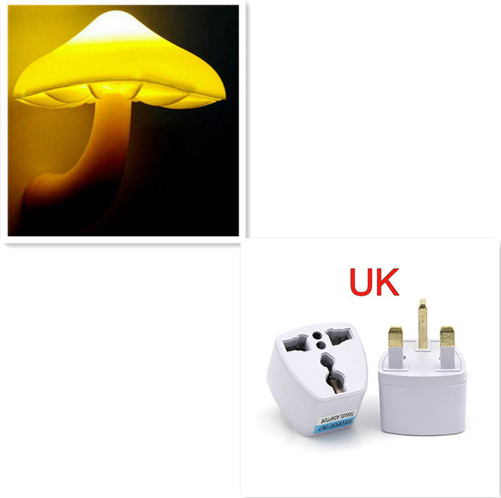 LED Night Light Mushroom Wall Socket Lamp EU US Plug Warm White Light-control Sensor Bedroom Light Home Decoration ARVASHAA