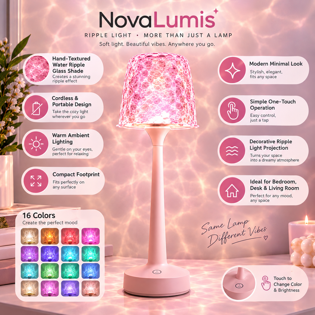 Lampe de nuit Ondulation d'eau NovaLumis™