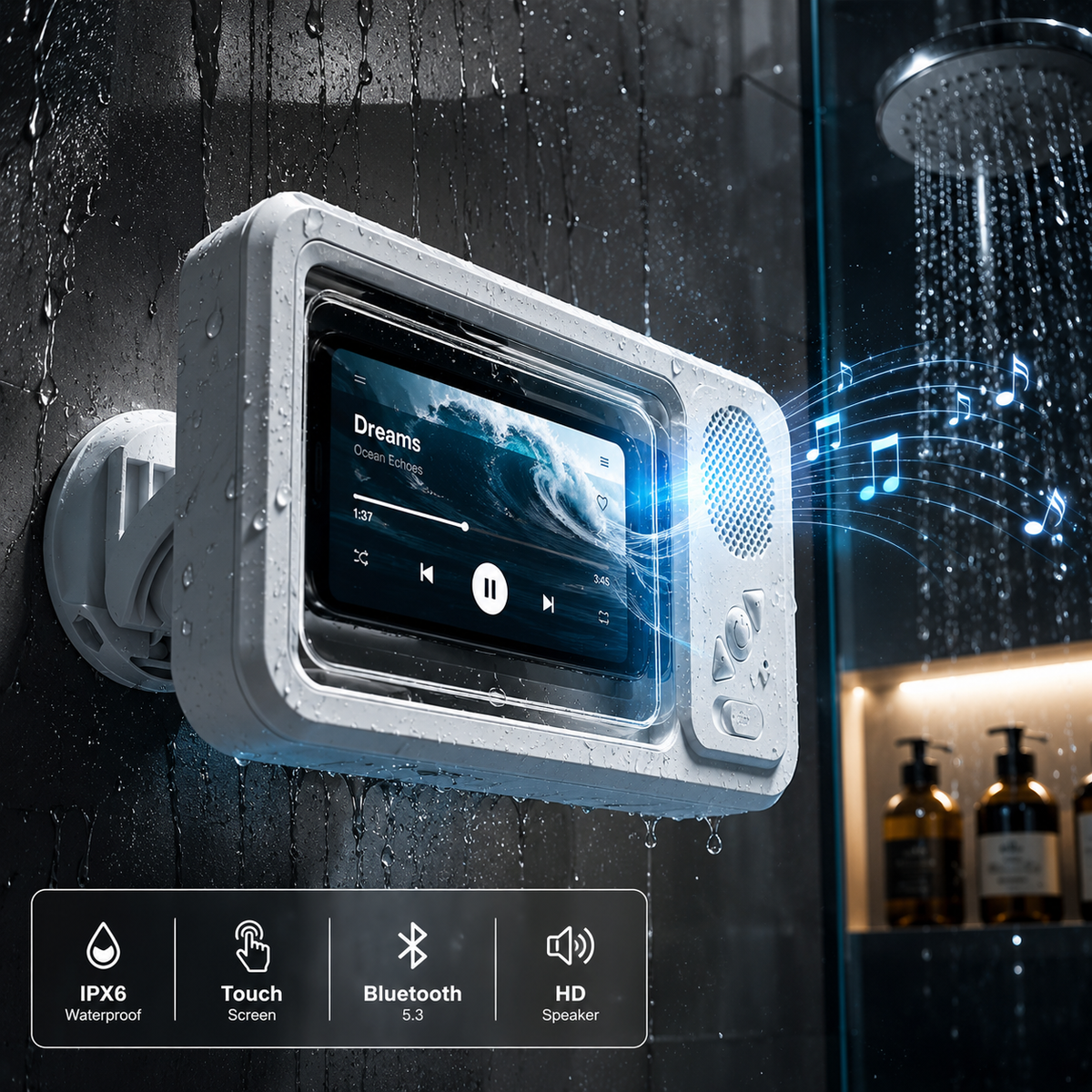 ShowerDock™ Wasserdichte BT-Lautsprecher-Handyhülle