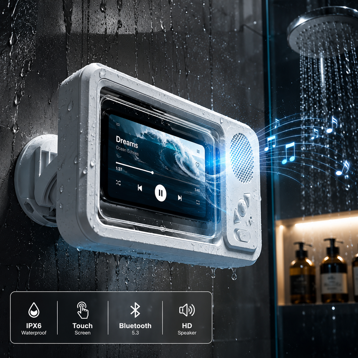 ShowerDock™ Wasserdichte BT-Lautsprecher-Handyhülle