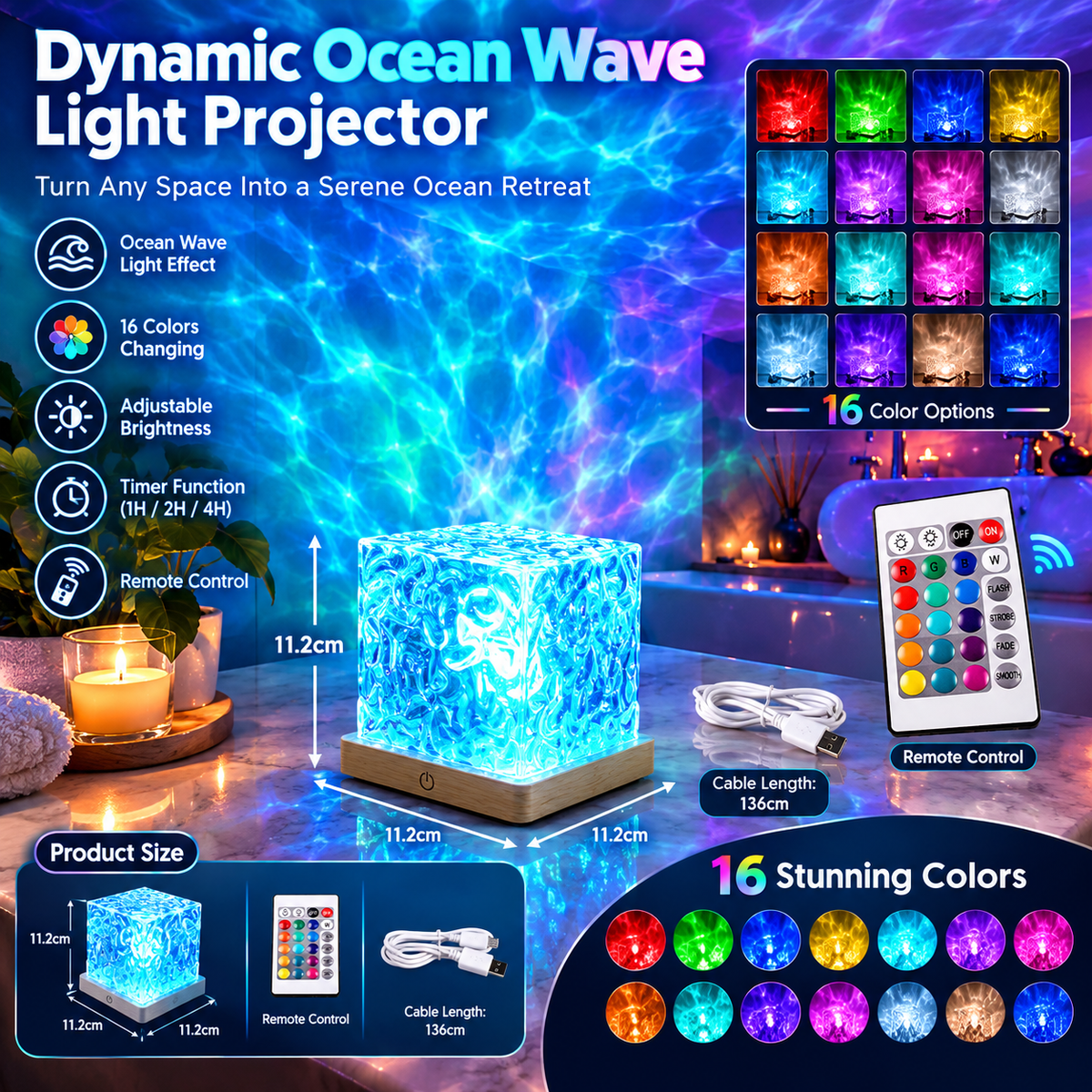 LumaCube™ Water Ripple Projector